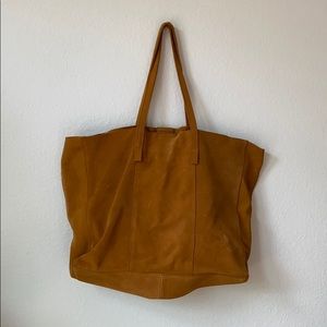 Mango real suede tan tote